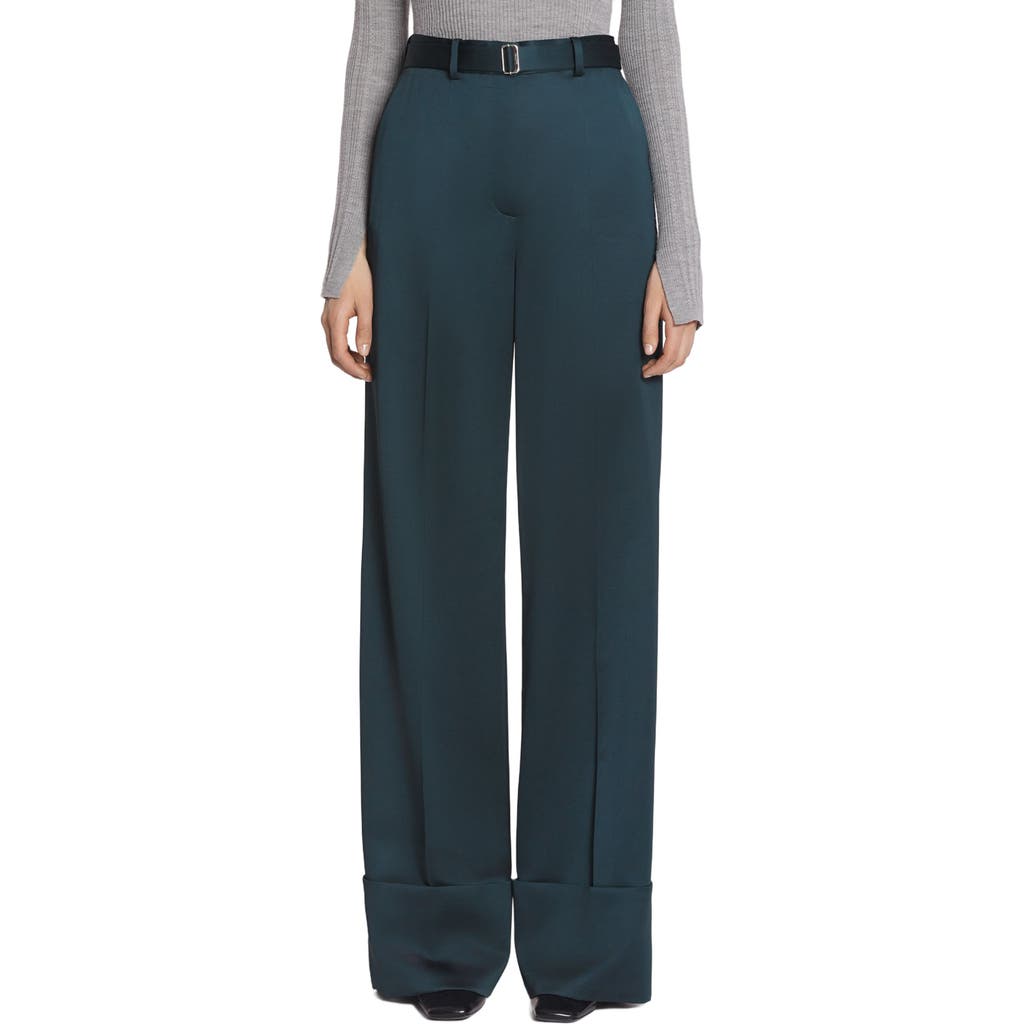 Lanvin WIDE-LEG PANTS WITH CUFFS in Forest Green at Nordstrom, Size 36 Eu