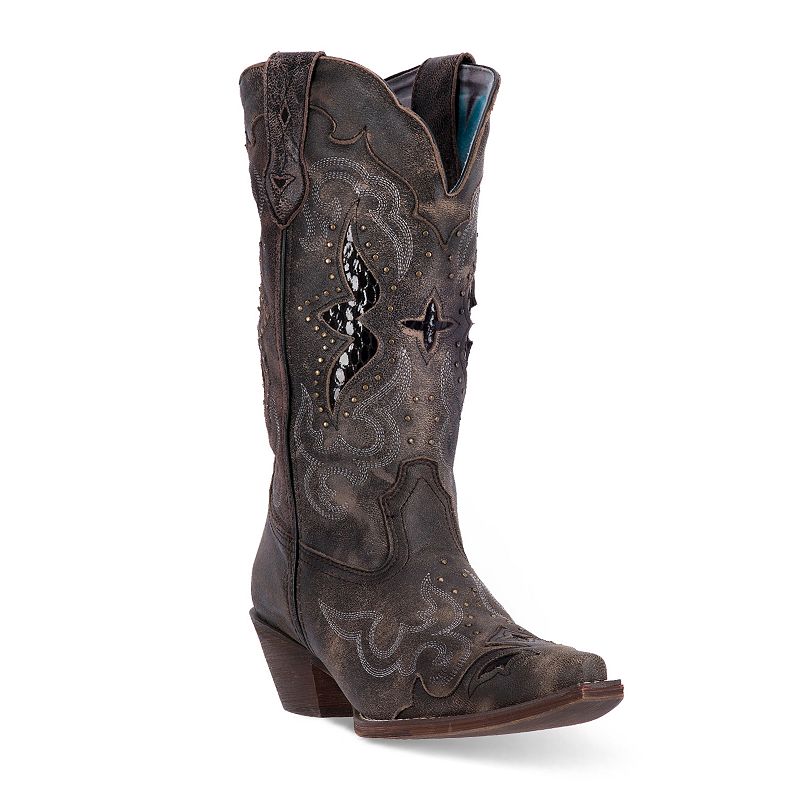 Laredo Lucretia Women's Snakeskin Print Cowboy Boots, Size: 10 Wide, Black