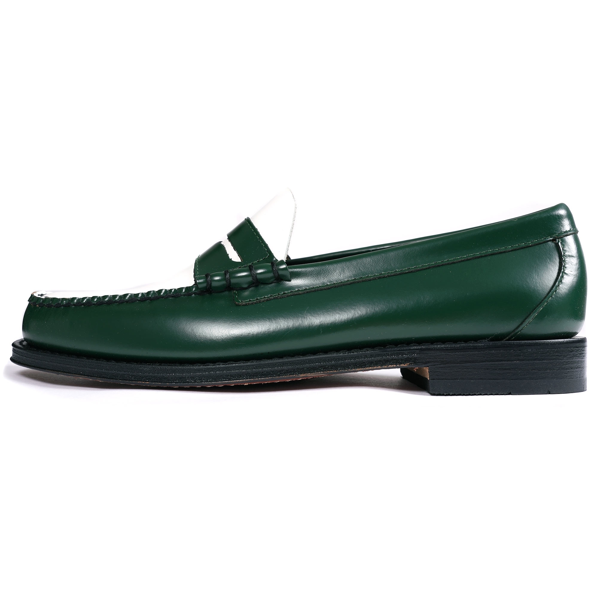 Larson Penny Loafers - Dark Green/White