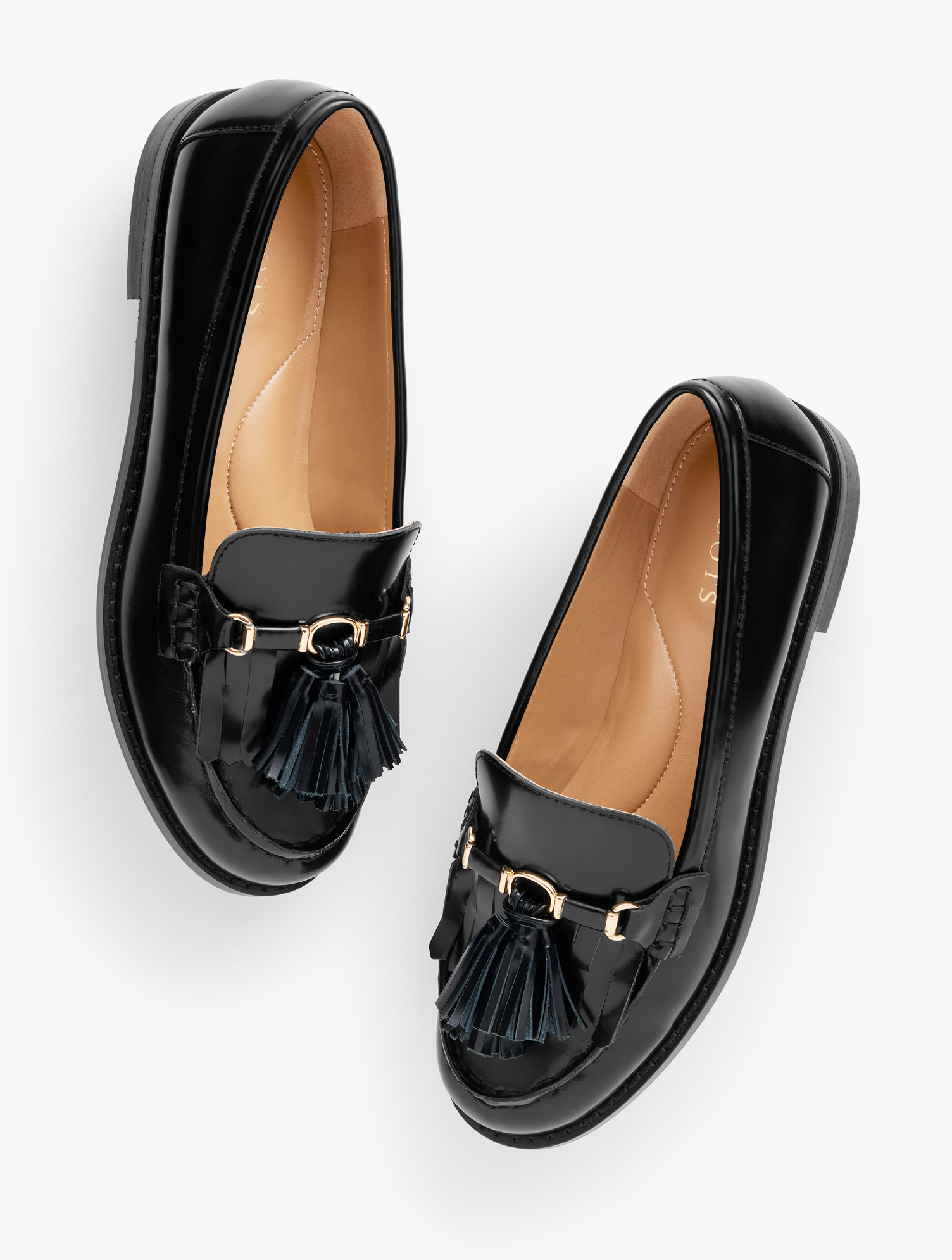 Laura Tassel Leather Loafers - Black - 8 1/2 M Talbots