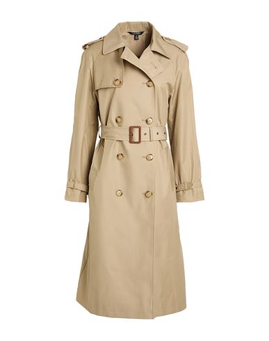 Lauren Ralph Lauren Belted Double-breasted Trench Coat Woman Overcoat & Trench Coat Sand Size M Cotton, Polyester