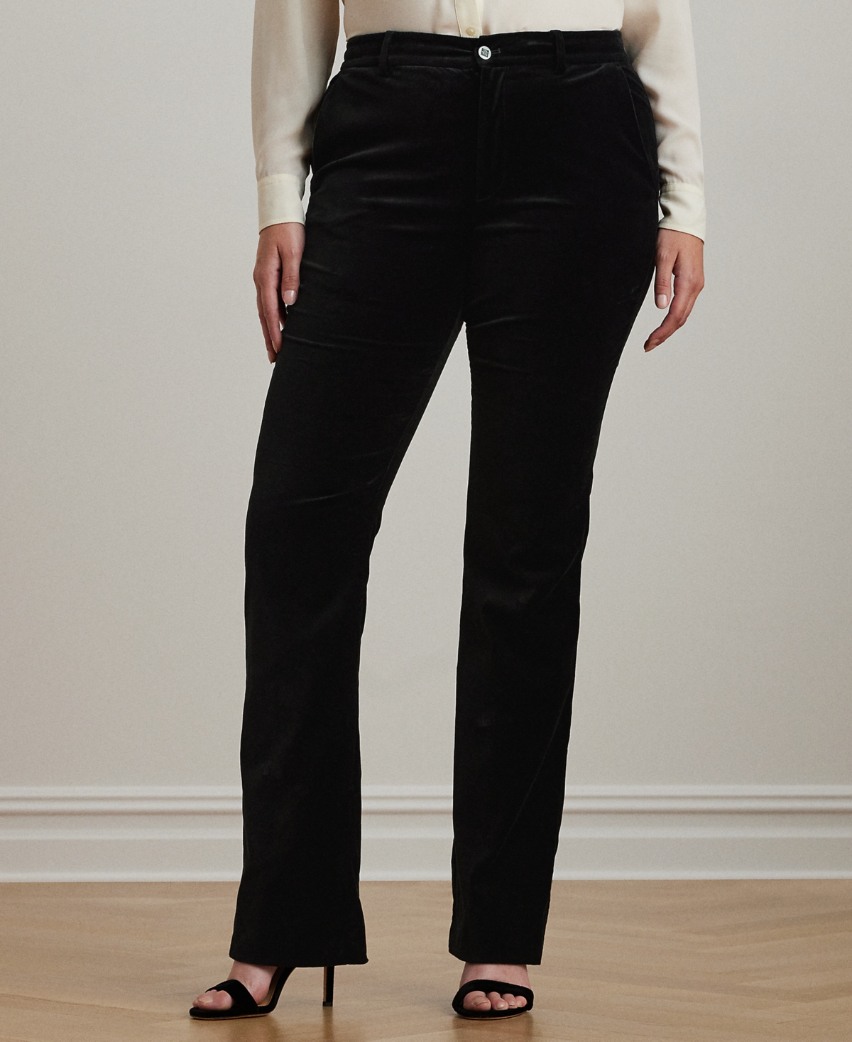 Lauren Ralph Lauren Plus Size Velvet Bootcut Pants - Black Velvet