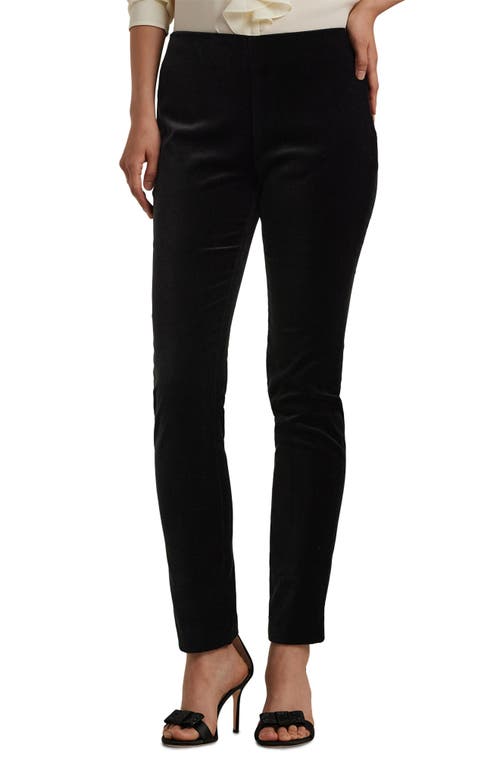 Lauren Ralph Lauren Stretch Velvet Skinny Pants in Black Velvet at Nordstrom, Size 2