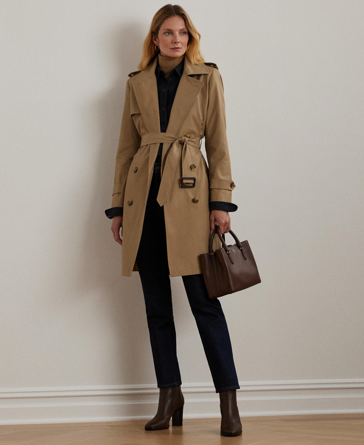 Lauren Ralph Lauren Women's Belted Water-Resistant Trench Coat - Sand