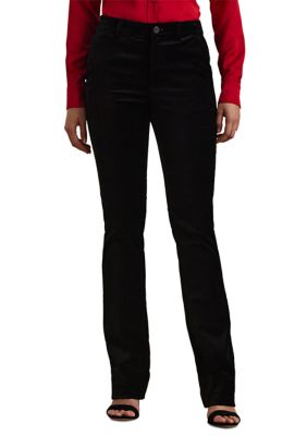 Lauren Ralph Lauren Women's High Rise Stretch Velvet Bootcut Trouser Pants, Black, 10