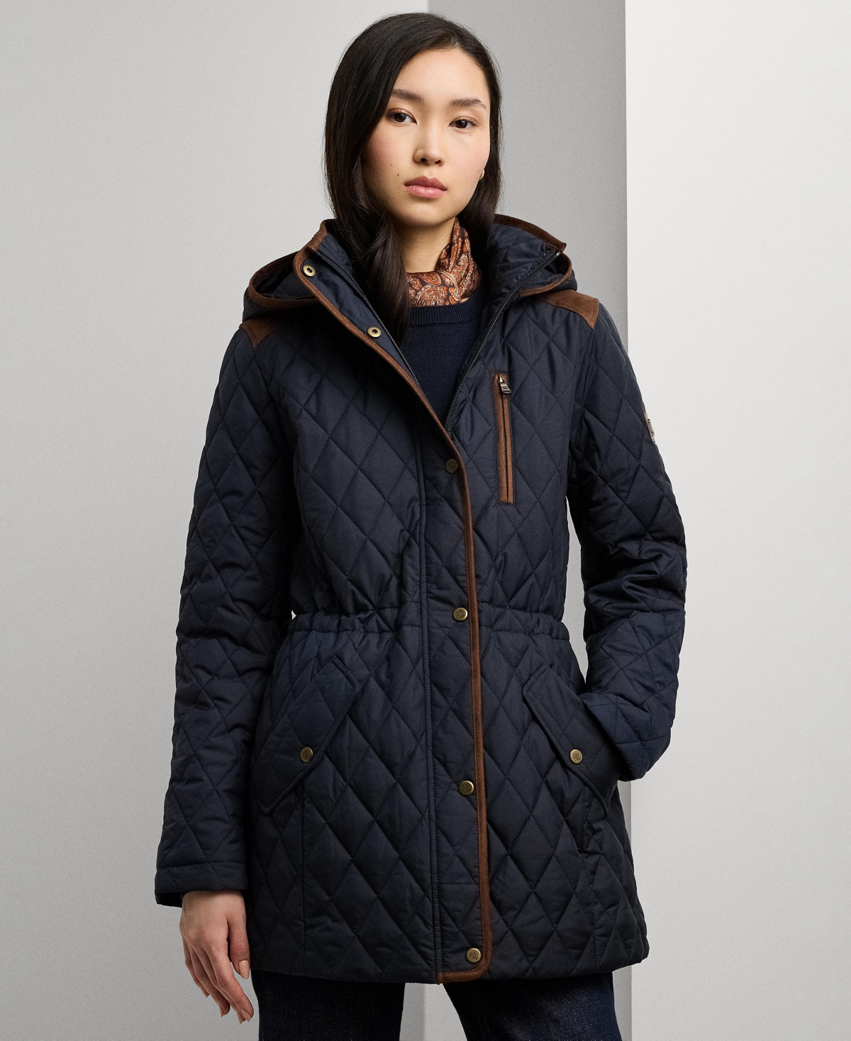 Lauren Ralph Lauren Women's Hooded Anorak Quilted Coat - Dk Navy