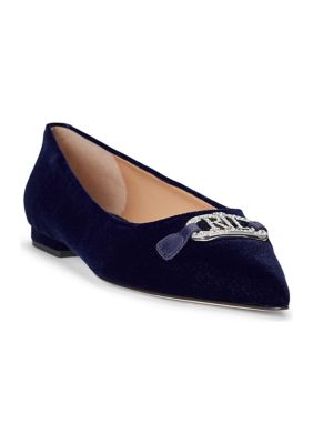 Lauren Ralph Lauren Women's Lilah Velvet Ballet Flats, Navy Blue, 6M