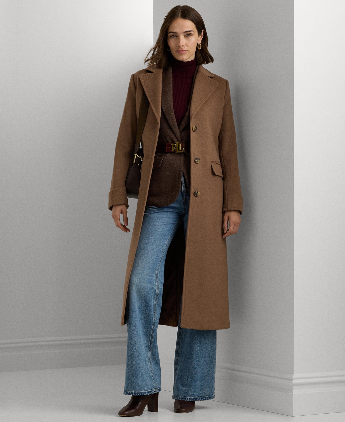 Lauren Ralph Lauren Women's Long Notched-Collar Coat - Camel