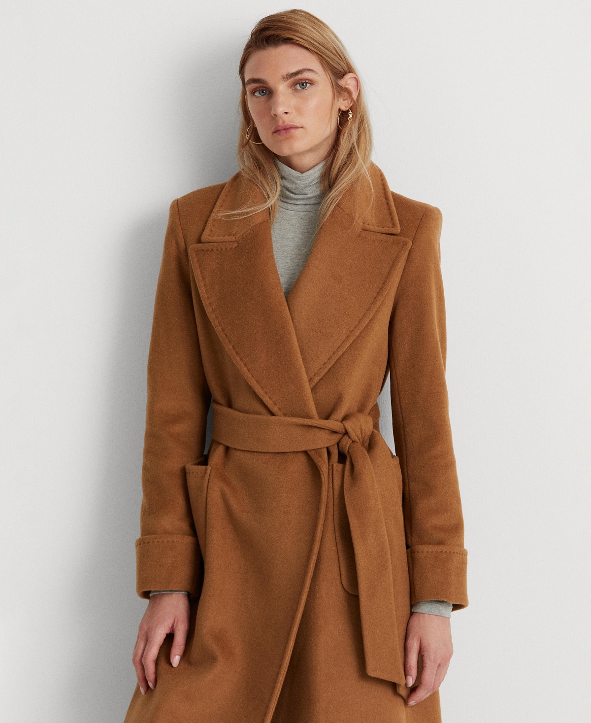 Lauren Ralph Lauren Women's Wool-Blend Belted Wrap Coat - Camel