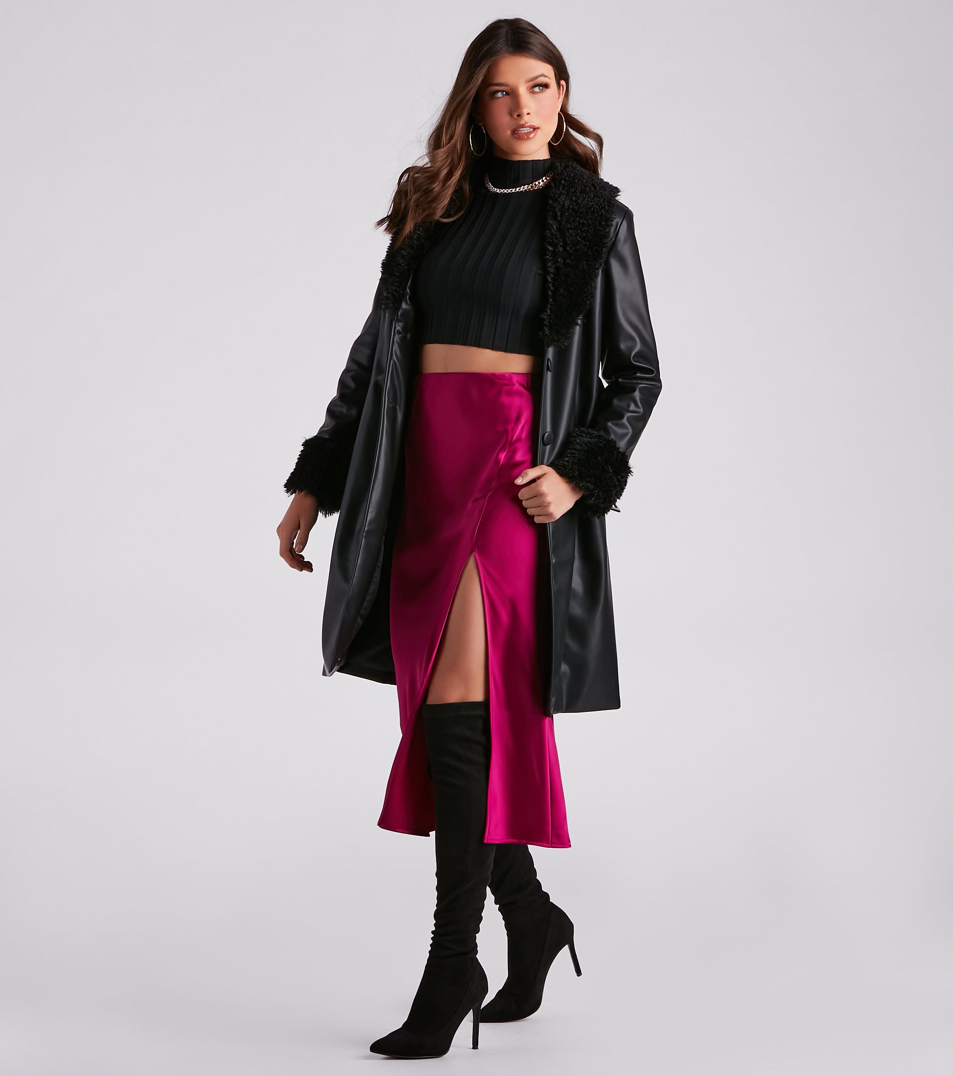 Layered In Luxe Faux Leather Trench Coat