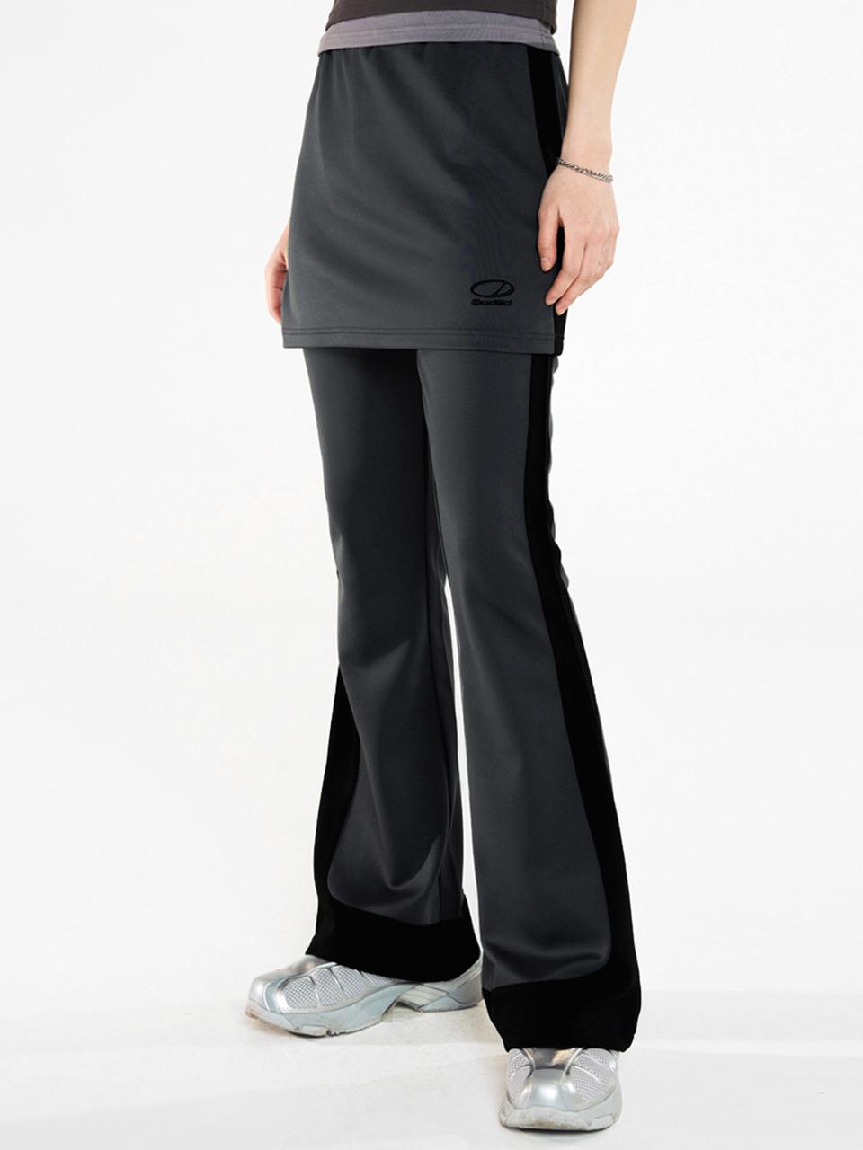 Layered bootcut jersey pants - GRAY BLACK