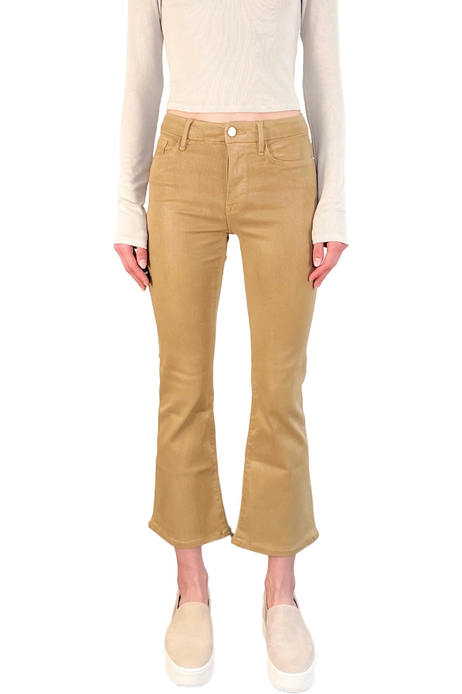 Le Crop Mini Boot Jean In Light Camel Coated