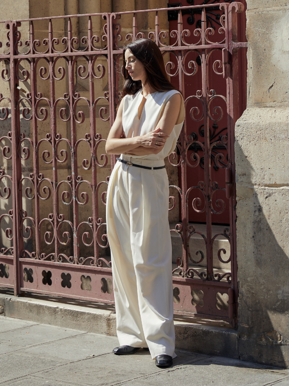 Lea Wide Leg Pants with Leather Belt