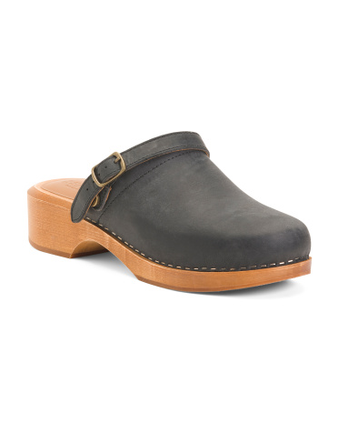 Leather 70s Classic Clogs for Women