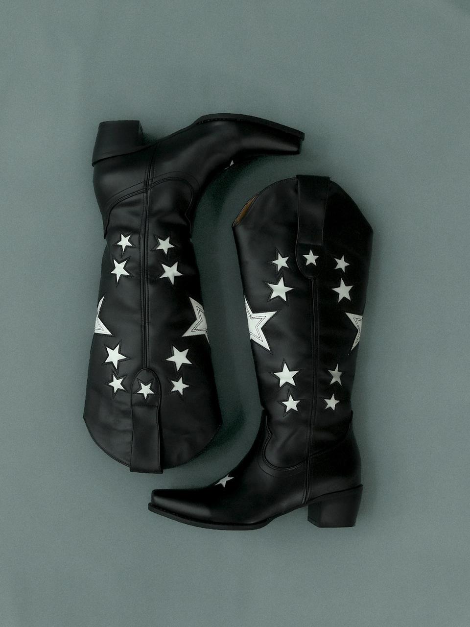 Leather Cowboy Boots Black