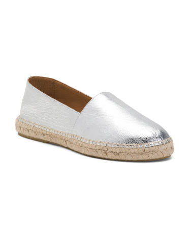 Leather Metallic Espadrilles for Women | Leather/Metal