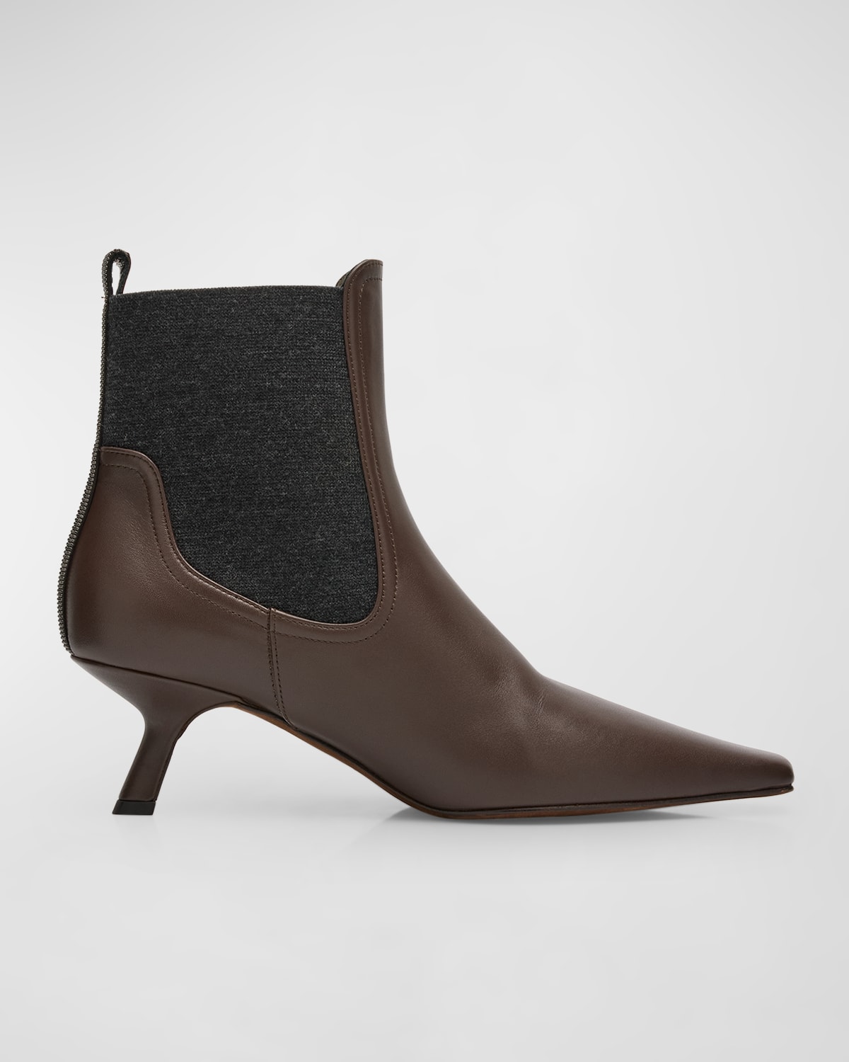 Leather Monili Comma-Heel Ankle Boots