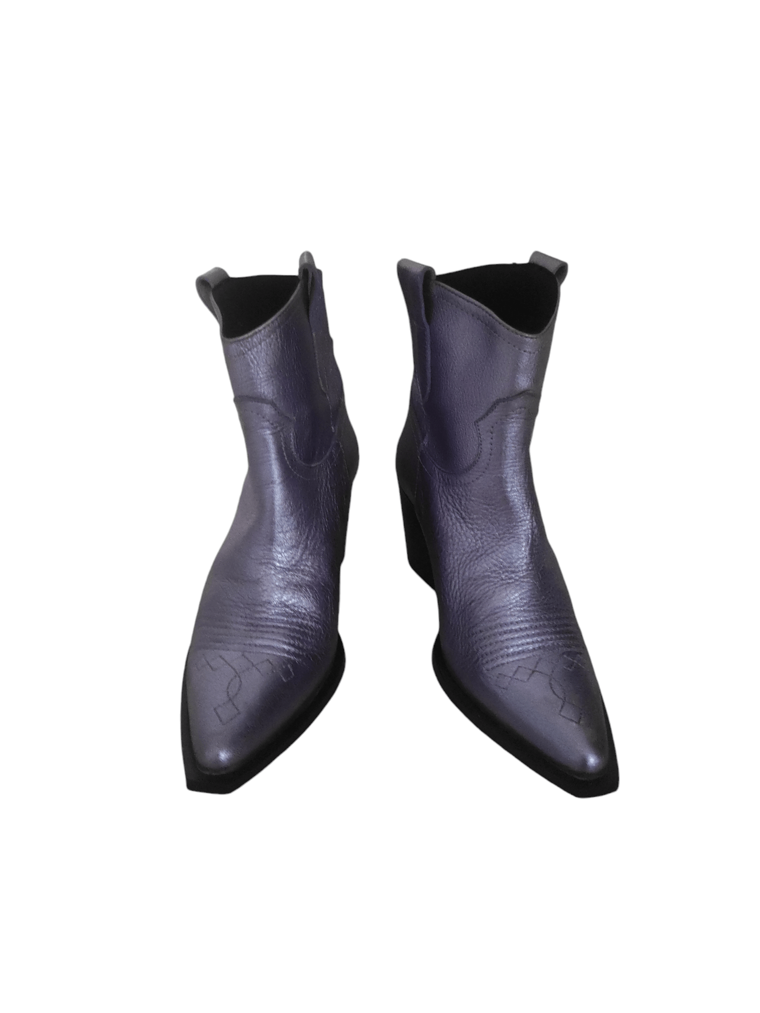 Leather Vienty Given Galaxy Selenite Metal Cowboy Boots Made Spain in Purple, Women's (Size 8)