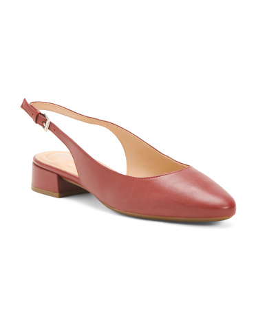 Leather Wide Cassius Slingback Comfort Heels for Women | Leather/Man-Made Sole