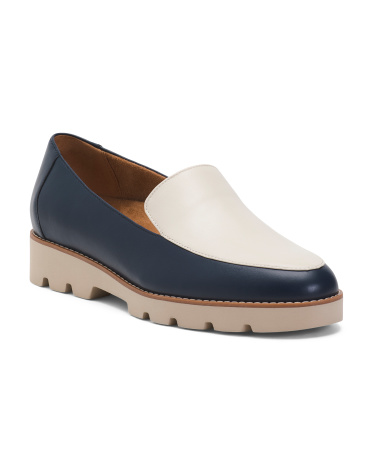 Leather Wide Kensley Color Block Comfort Loafers for Women