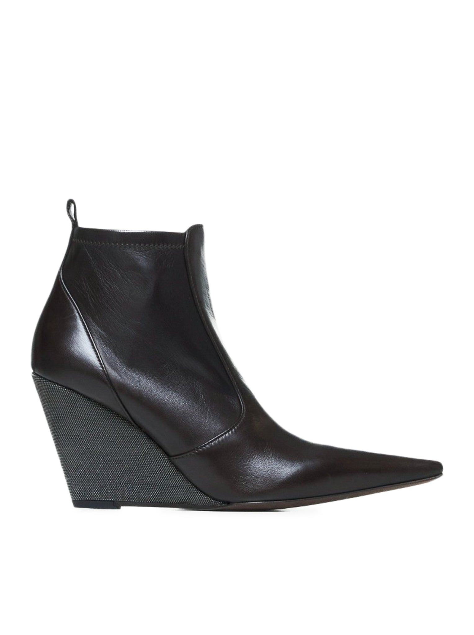 Leather ankle boots with wedge - Brunello Cucinelli - Woman