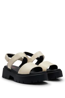 Leather sandals with stacked logo- White Women's Sandals size 8