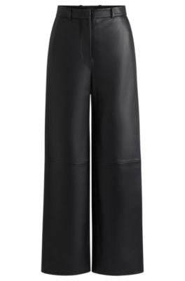 Leather trousers with paneled leg detail- Black Women's All Clothing size 4