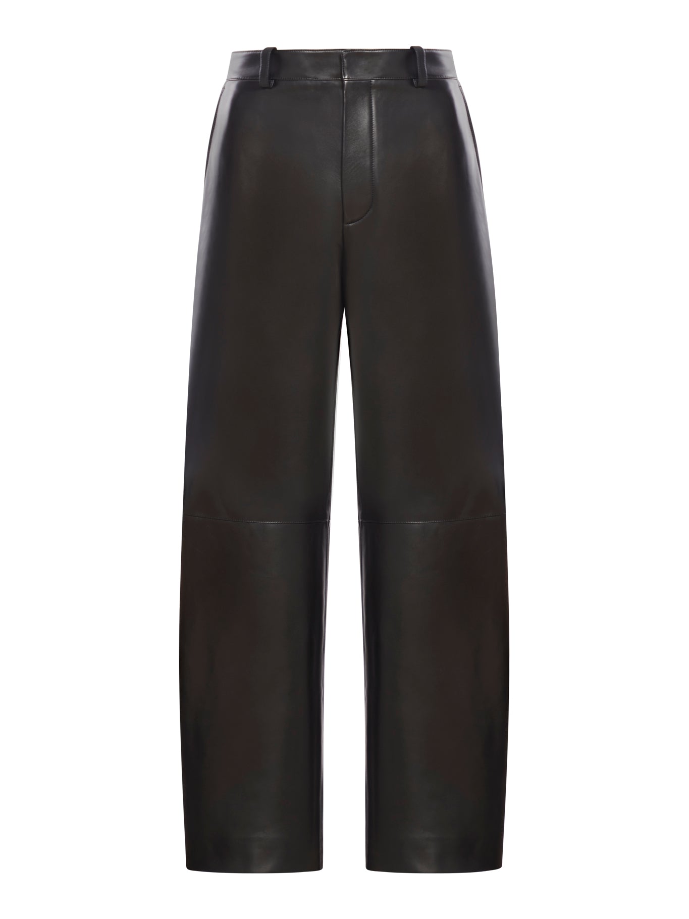 Leather trousers with rounded cut - Bottega Veneta - Woman