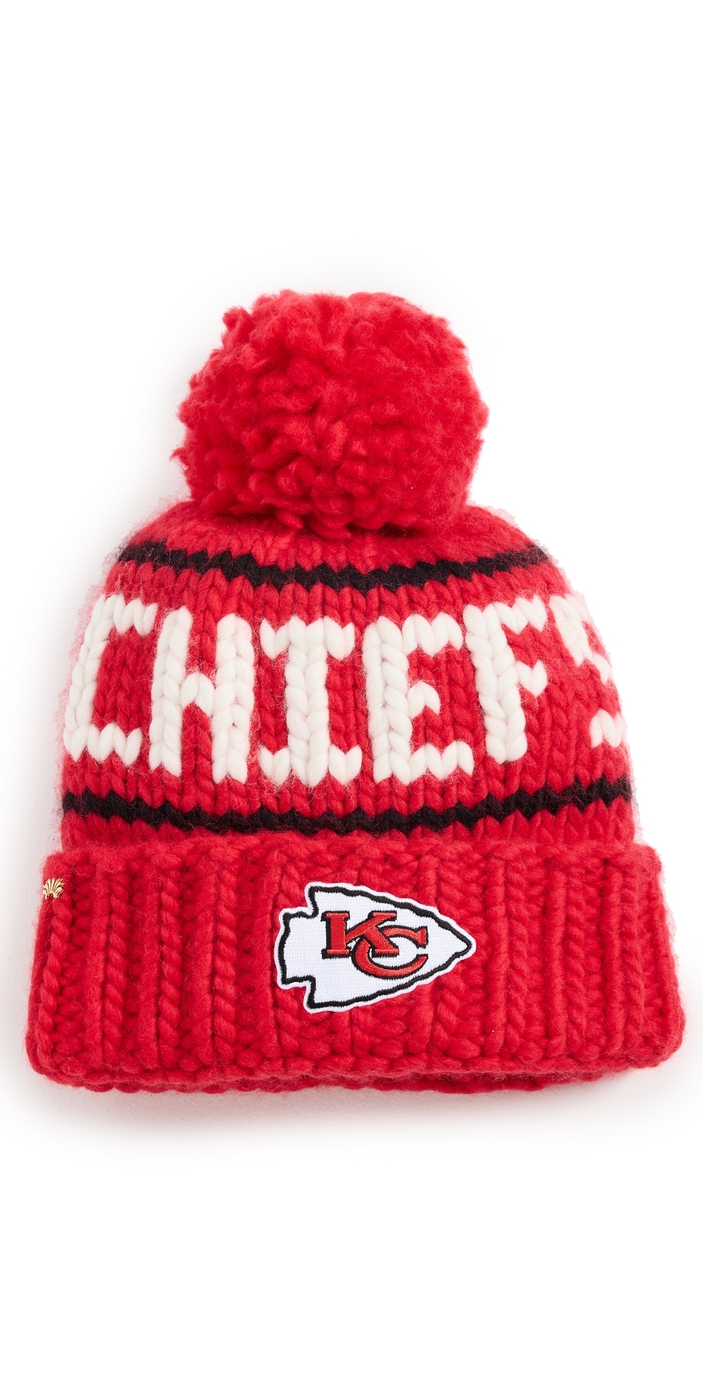 Lele Sadoughi Red Chiefs Beanie with Yarn Pom Pom Red One Size