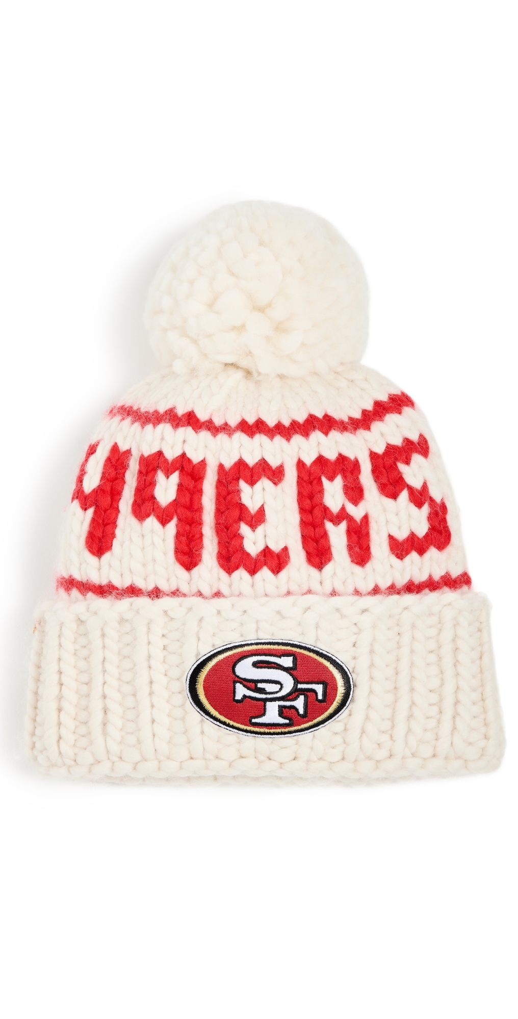 Lele Sadoughi White 49ers Beanie with Yarn Pom Pom White One Size