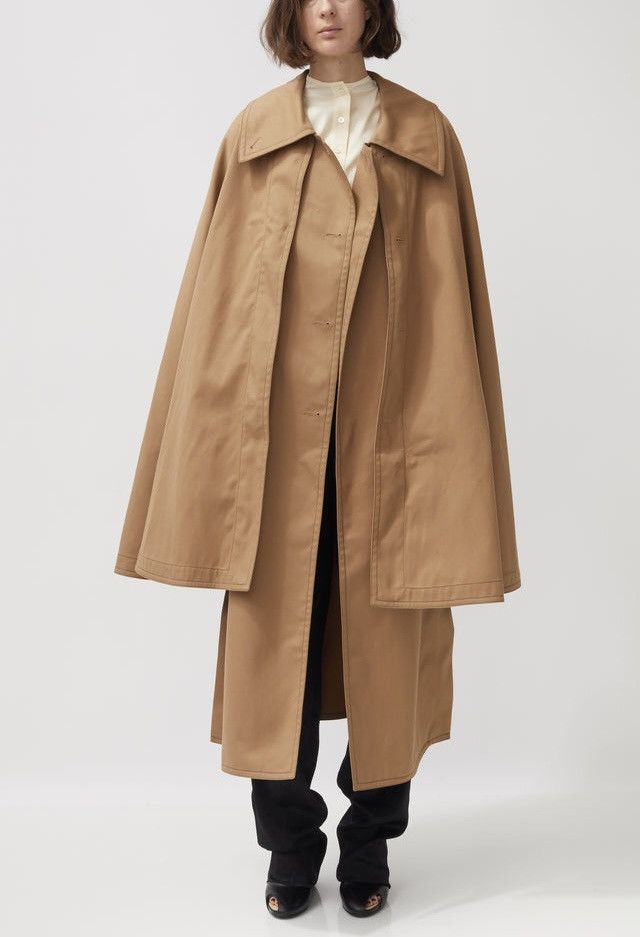 Lemaire Trench Cotton Cape Coat in Beige, Women's (Size Small)