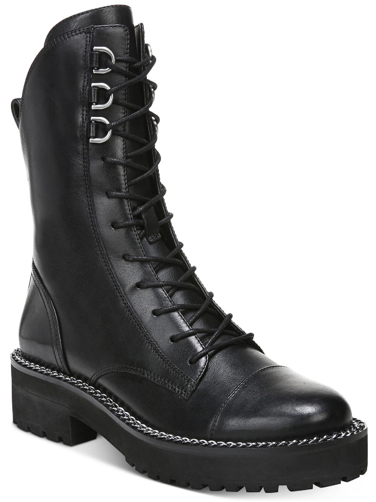 Lenley Womens Leather Embellished Combat & Lace-up Boots