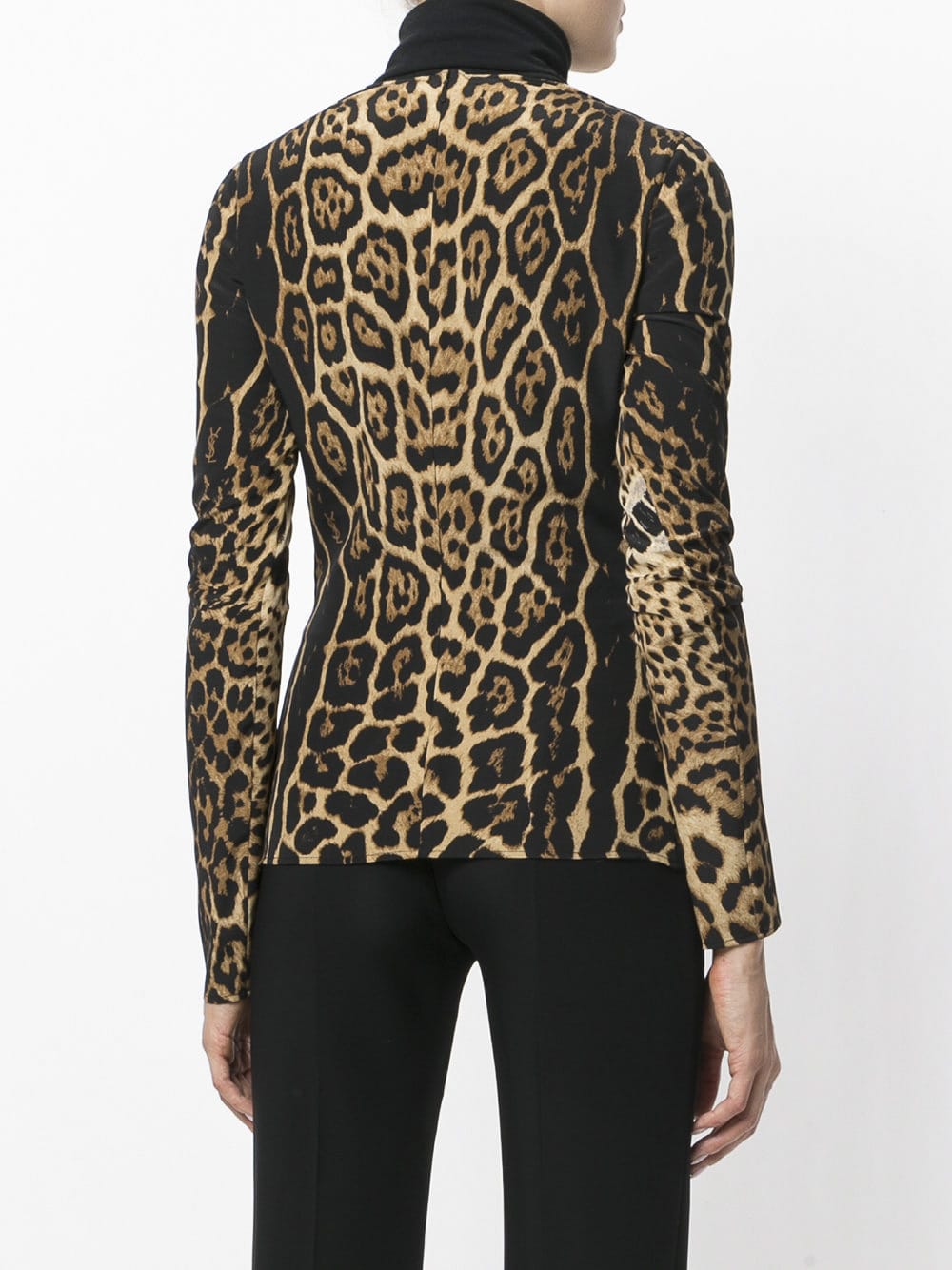 Leopard Print Gathered Blouse Brown