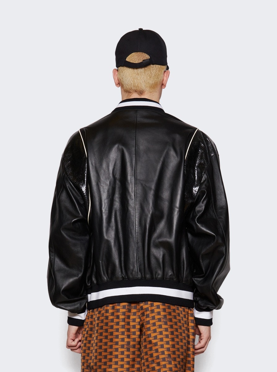 Letterman Leather Jacket Black