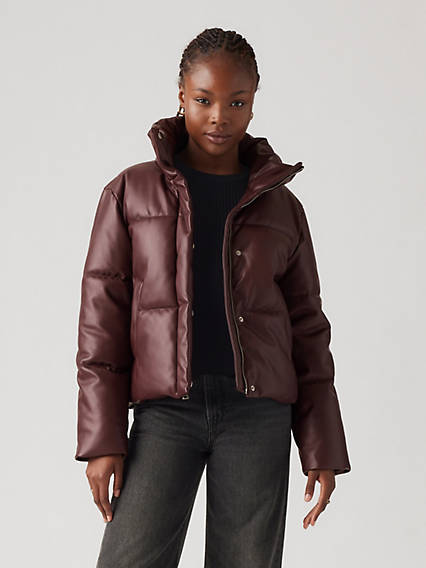 Levi's Faux Leather Puffer Jacket - Women's S