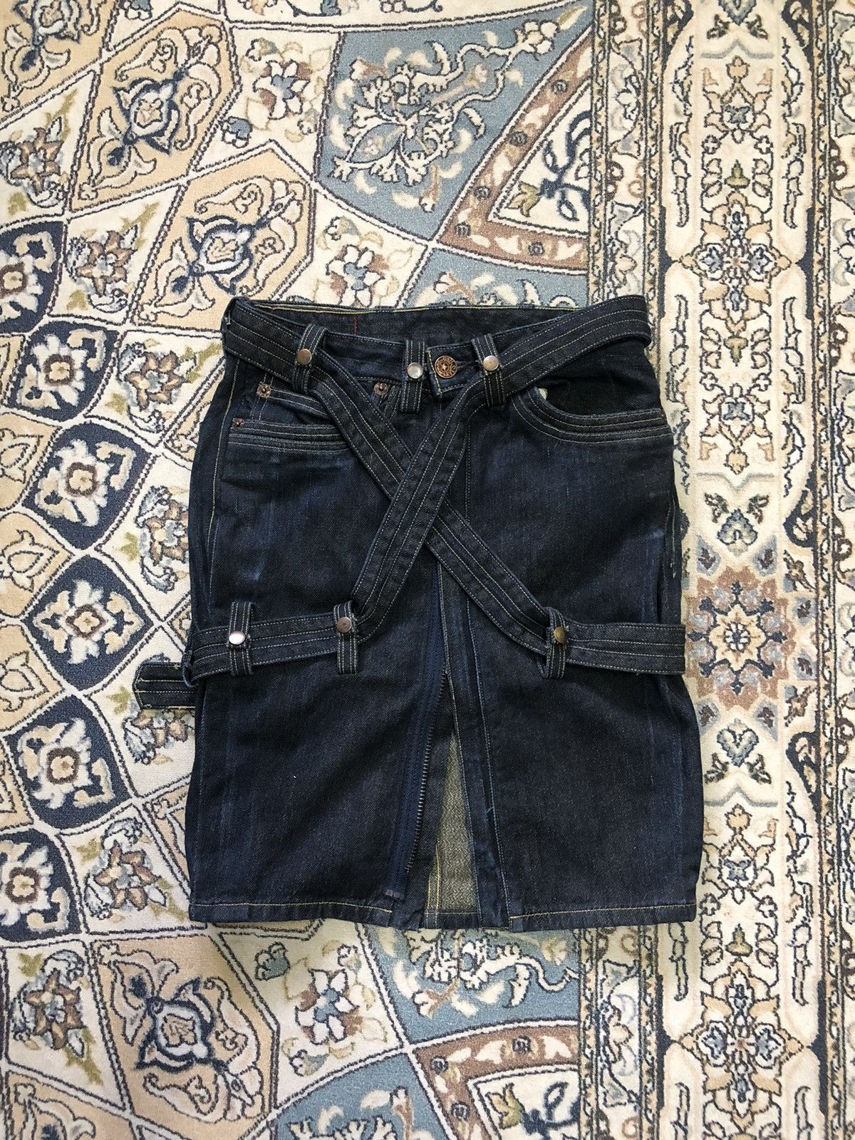 Levis Red Bondage Punk Denim Mini Skirt, Women's (Size 27)