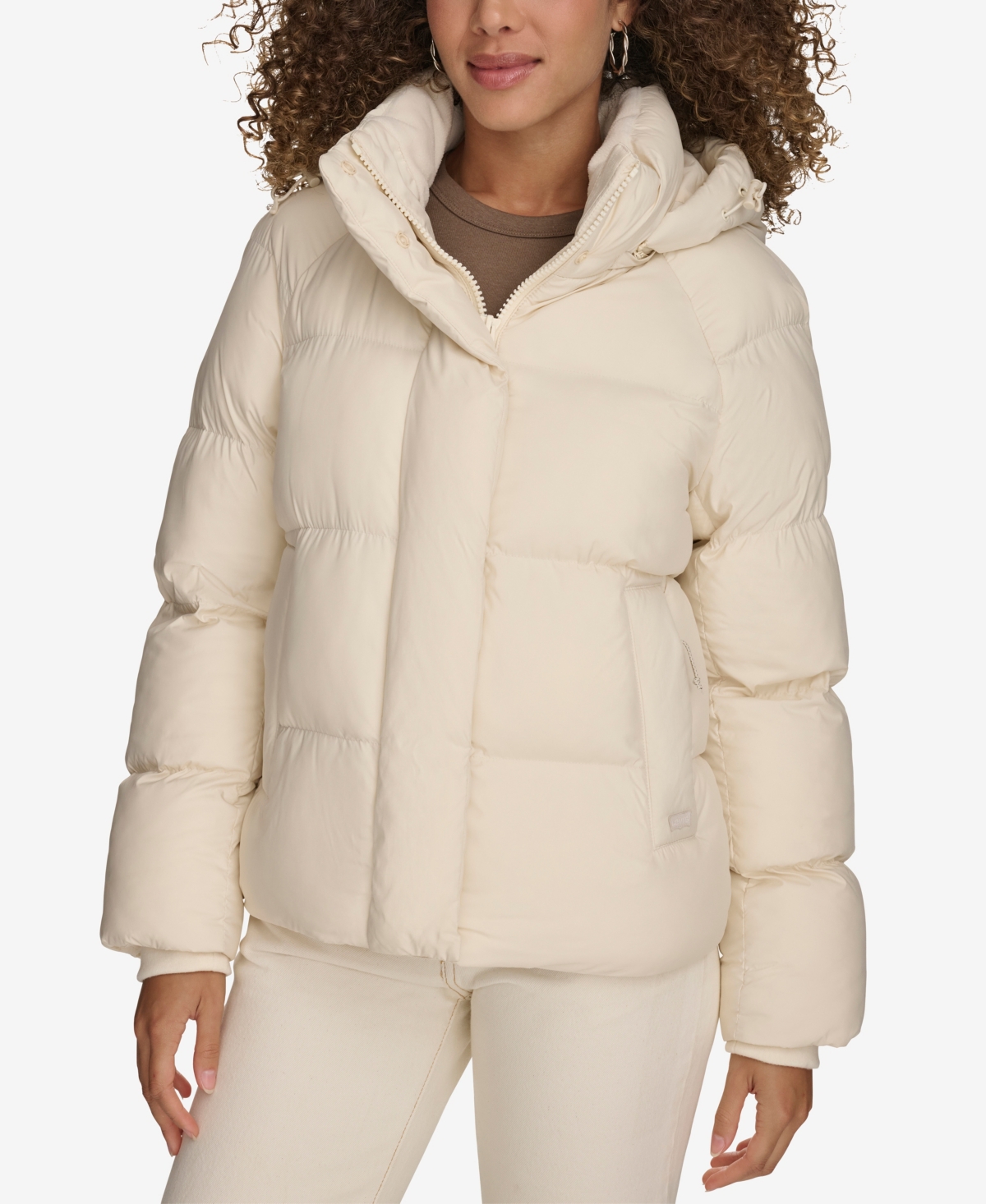 Levi's Women's Quilted Hooded Puffer Jacket - White