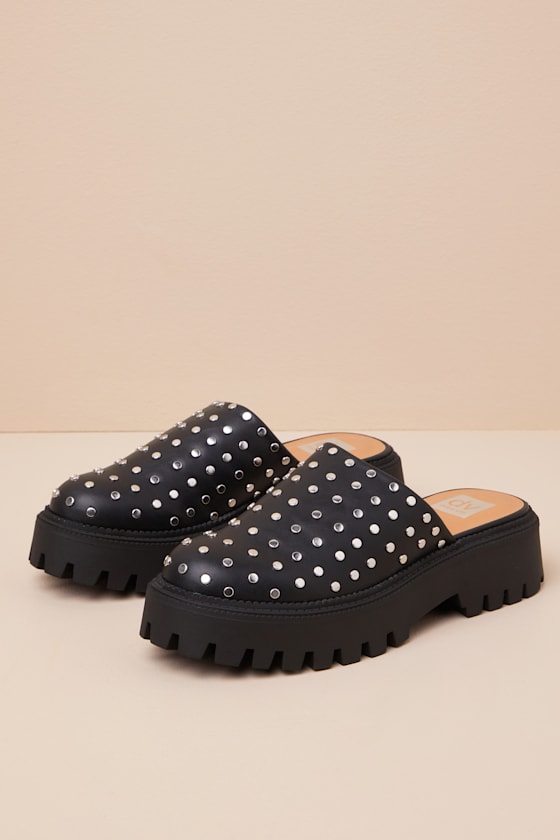 Lexy Black Studded Platform Clogs