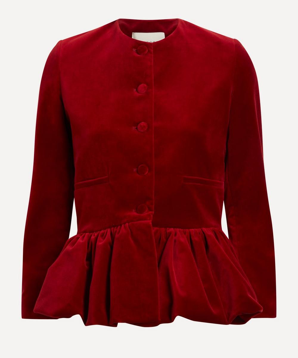 Liberowe Women's Velvet Peplum Jacket Red XS