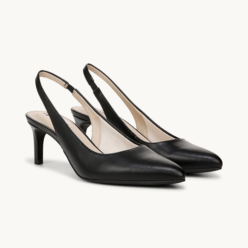 LifeStride Annalise Slingback Pump Shoes (Black Faux Leather) 8.5 W