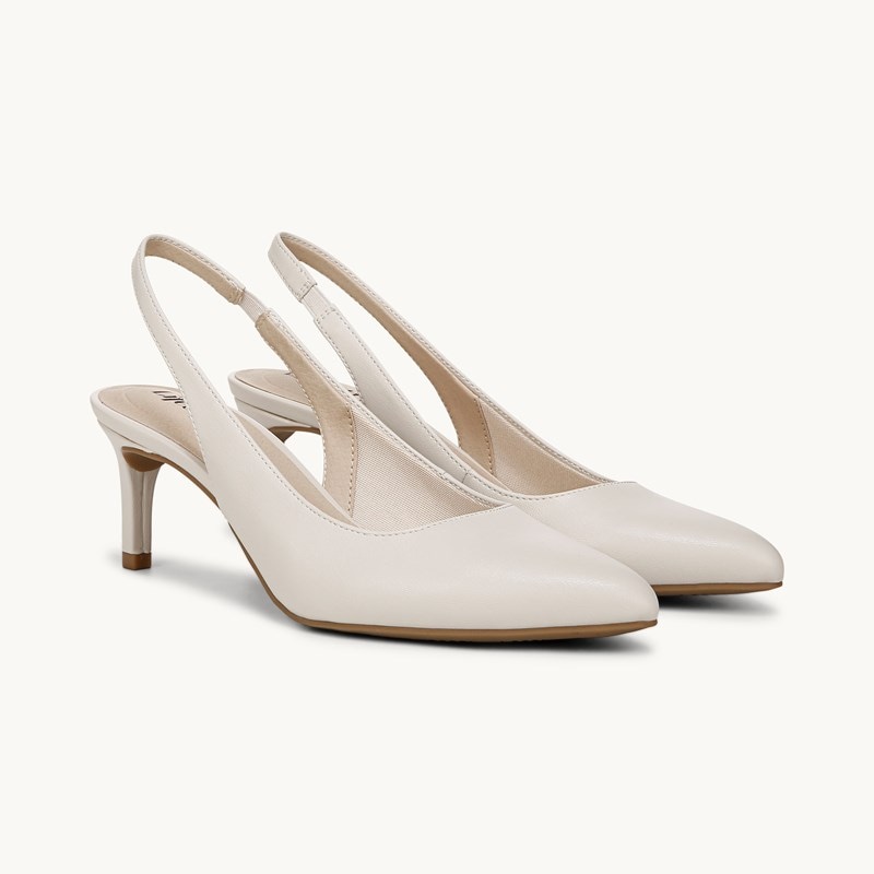 LifeStride Annalise Slingback Pump Shoes (Bone White Faux Leather) 10.0 M