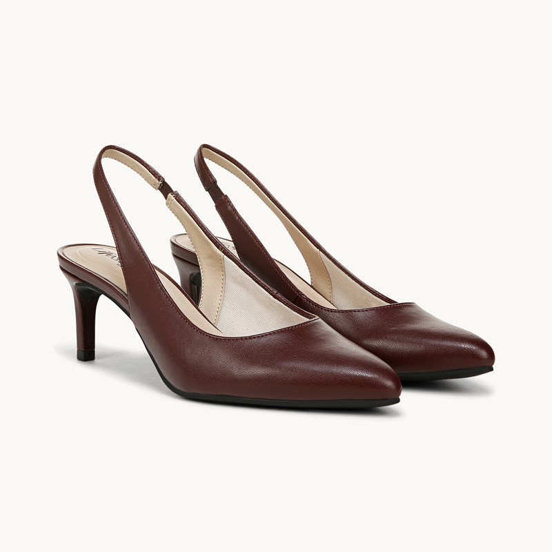 LifeStride Annalise Slingback Pump Shoes (California Wine Red Faux Leather) 7.5 W