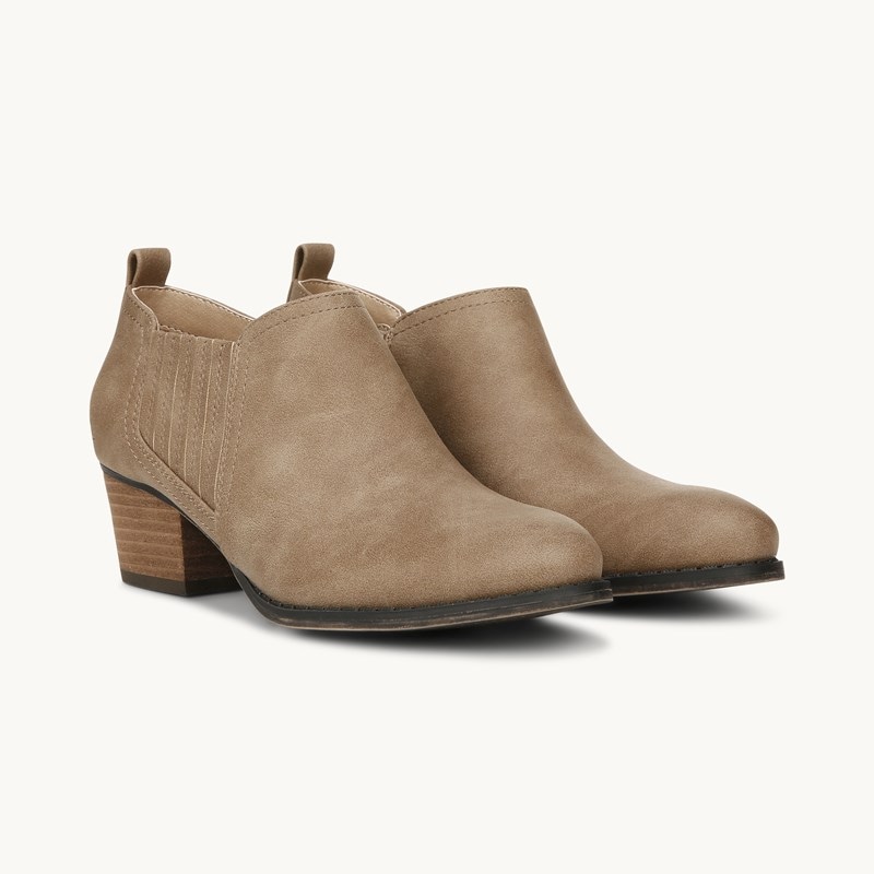 LifeStride Babe Shootie Ankle Boots (Beige Faux Leather) Suede 7.0 W