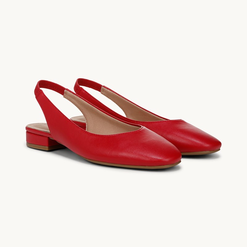 LifeStride Claire Slingback Flat Shoes (Fire Red Faux Leather) 9.5 W