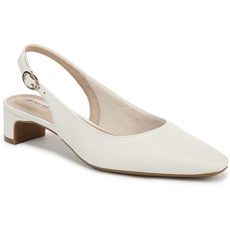 LifeStride Lorena Women's Slingback Dress Shoes, Size: 8.5 Wide, Bright White