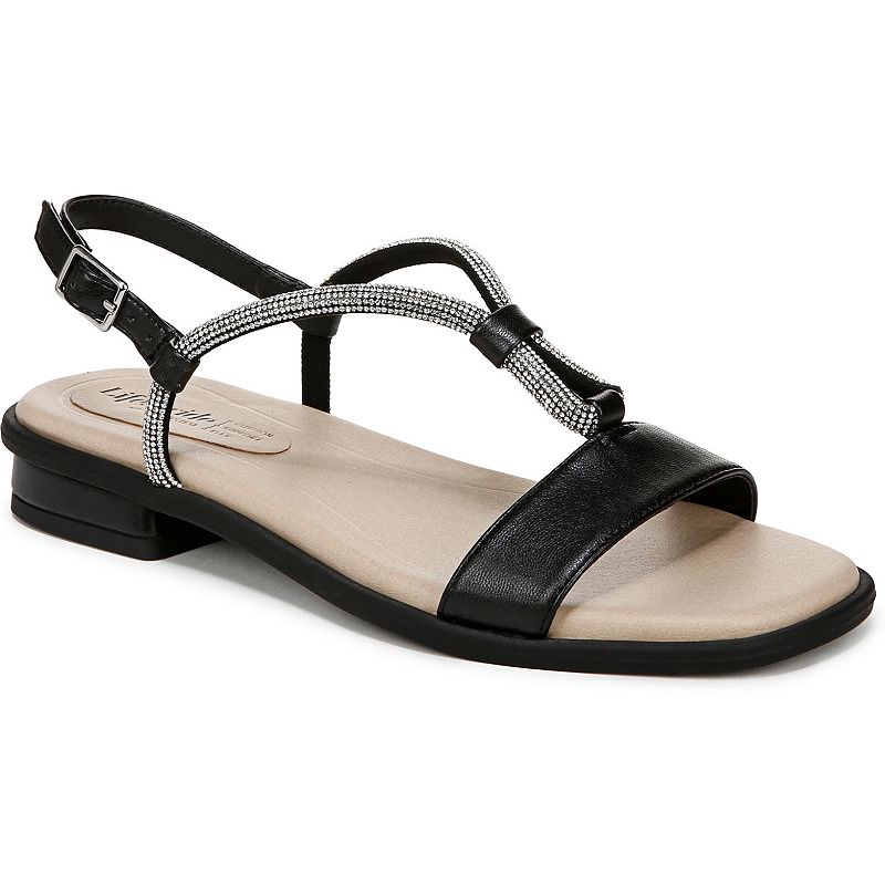 LifeStride Radiant Women's Slingback Sandals, Size: 6 Wide, Black Faux Leather