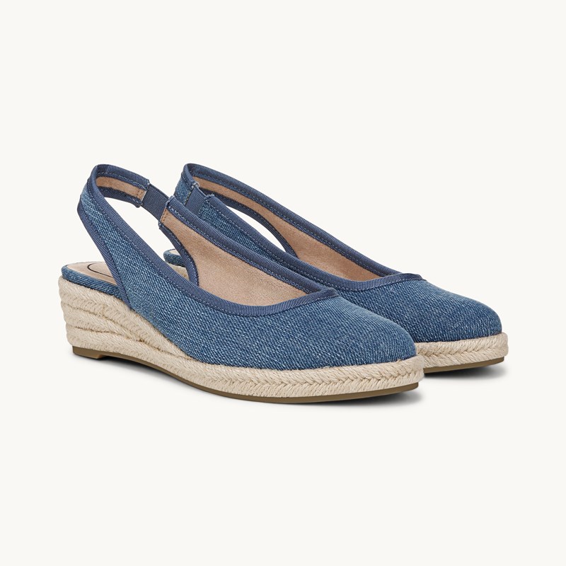 LifeStride Shoes Kayden Espadrille Wedge Sandals (Blue Denim Fabric) 10.0 M