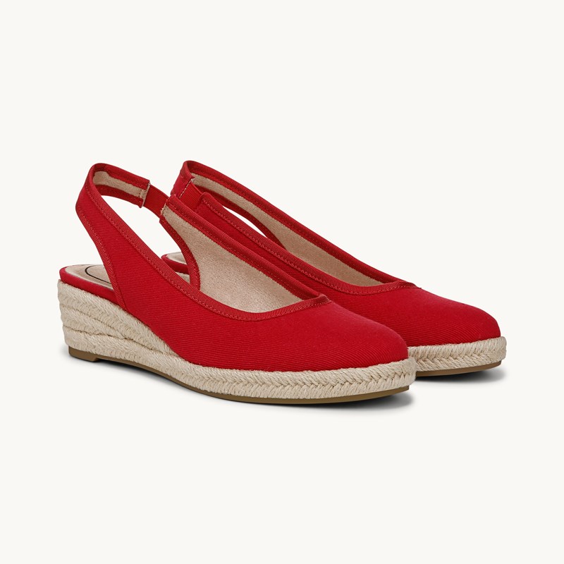 LifeStride Shoes Kayden Espadrille Wedge Sandals (Fire Red Fabric) 11.0 W