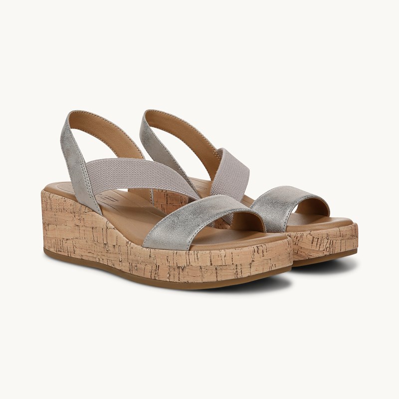 LifeStride Shoes Odette Strappy Wedge Sandal (Taupe Faux Leather) Fabric 11.0 M