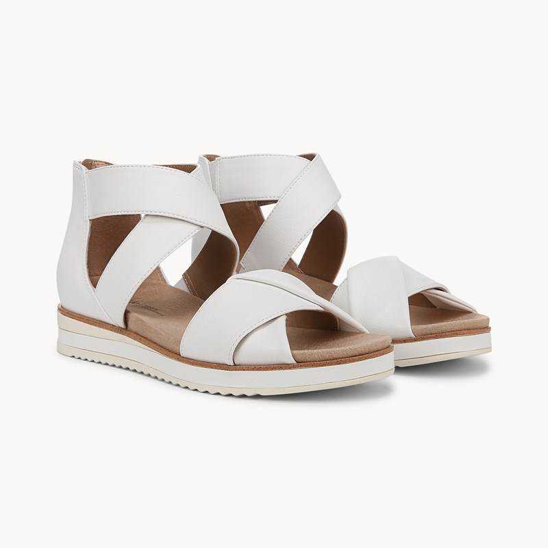 LifeStride Shoes Zoom Gladiator Sandal (Bright White Faux Leather) Suede 8.5 M